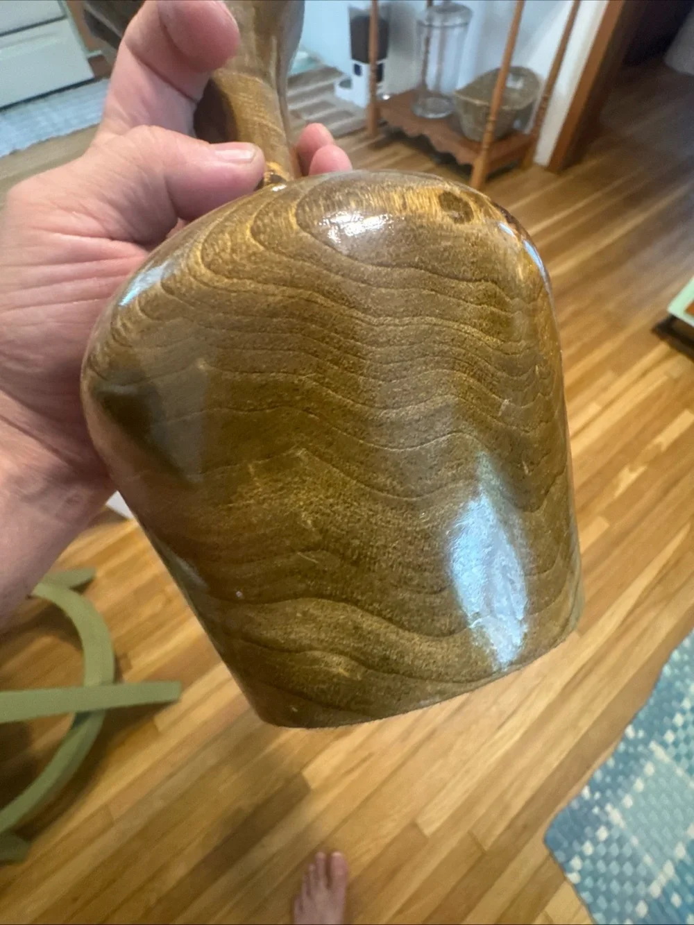 turned wood vase handcrafted by artist Walt Whitney From Lake Oahe Driftwood MCM